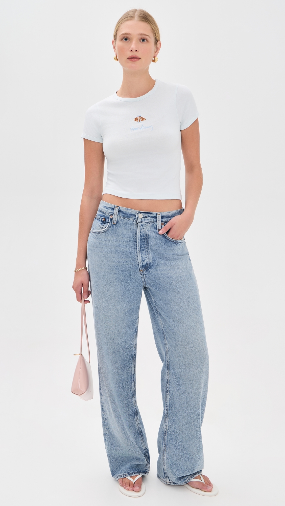 Croissant Baby Tee Soft Blue