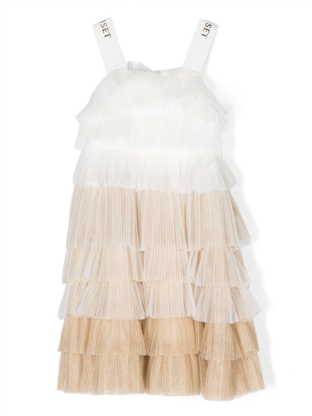 Ruffled tulle dress - White