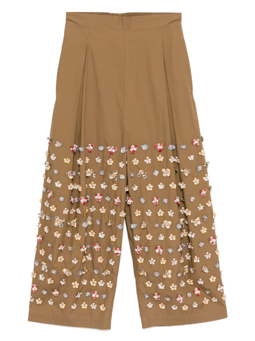 Bead-embellished trousers - Brown