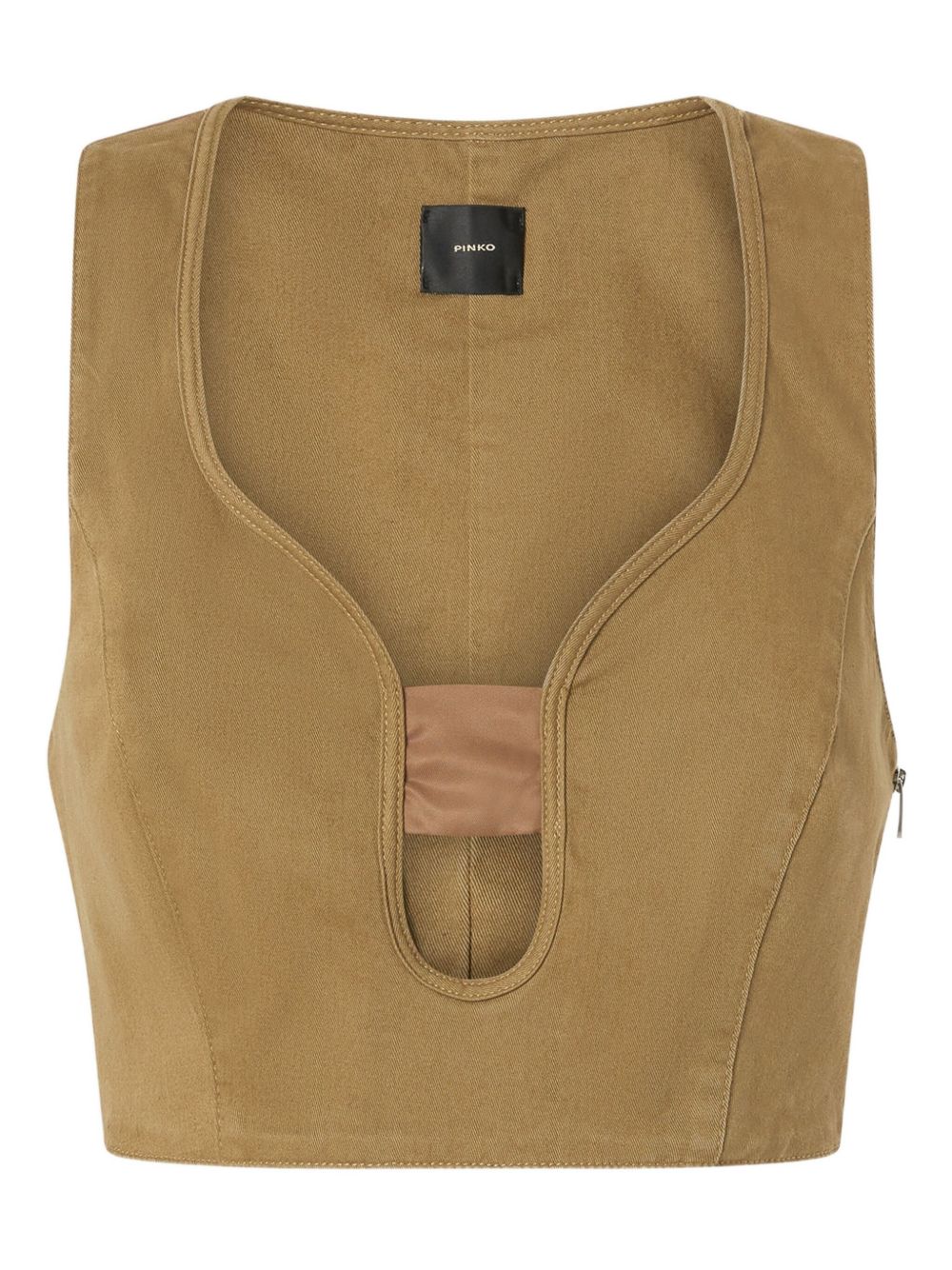 Cut-out cropped vest - Brown