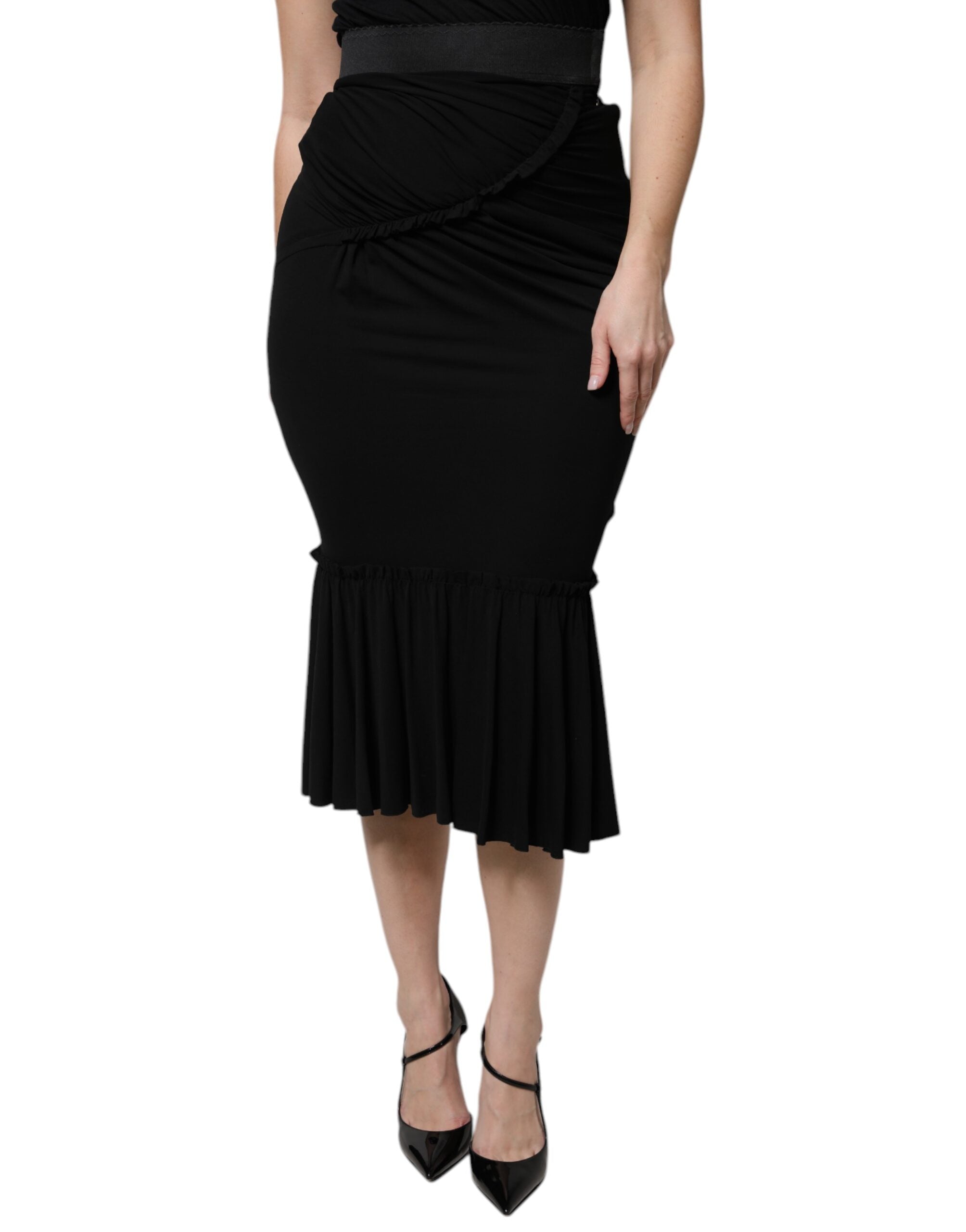 Mermaid-Cut Flared Skirt — Black