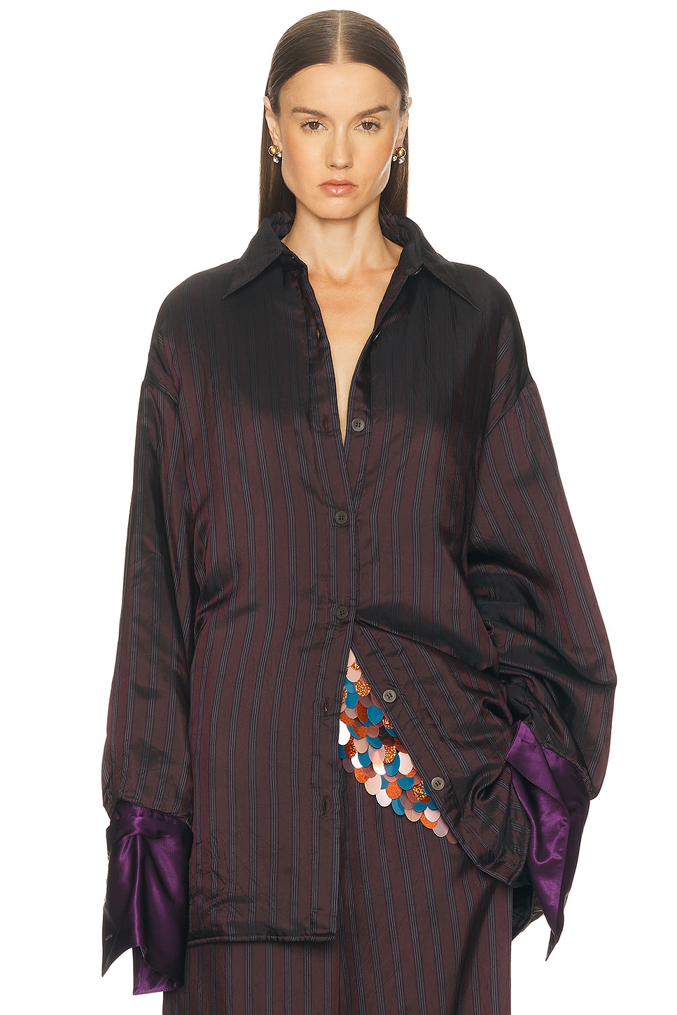 Dries Van Noten Cartan Shirt in Burgundy