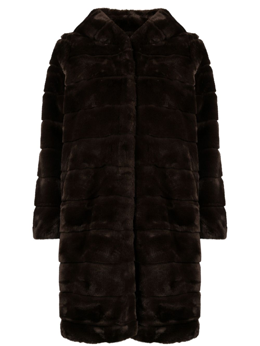Celine faux-fur hooded coat - Brown