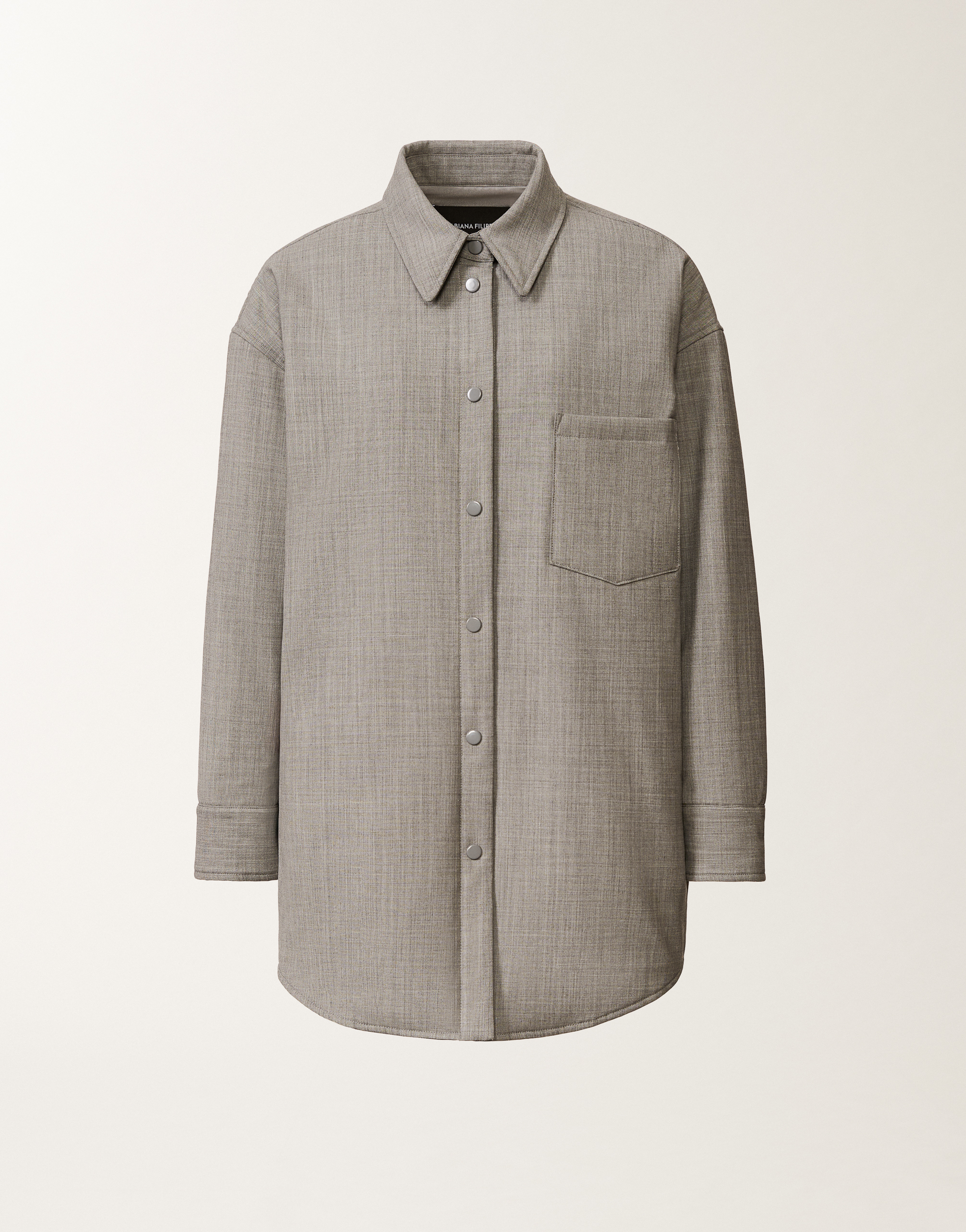 Long shirt in bistretch fresh wool with padding, rock melange