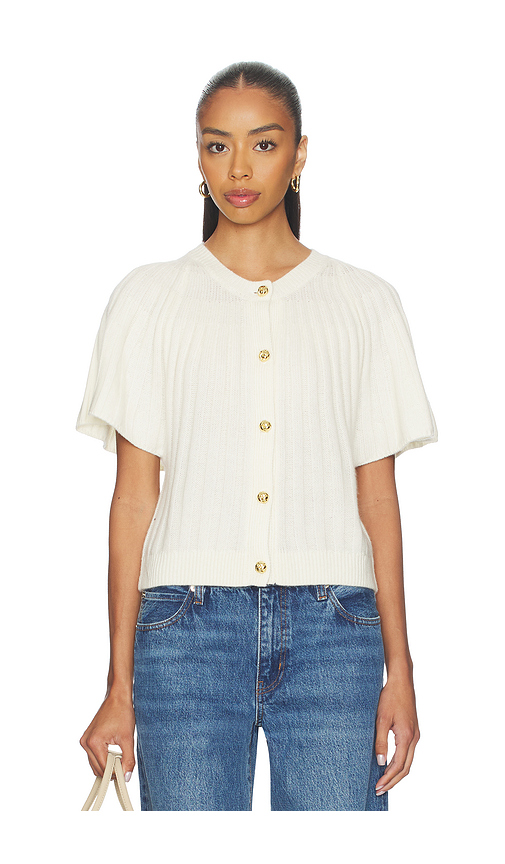 FRAME Flutter Cardi in Cream. - L also in