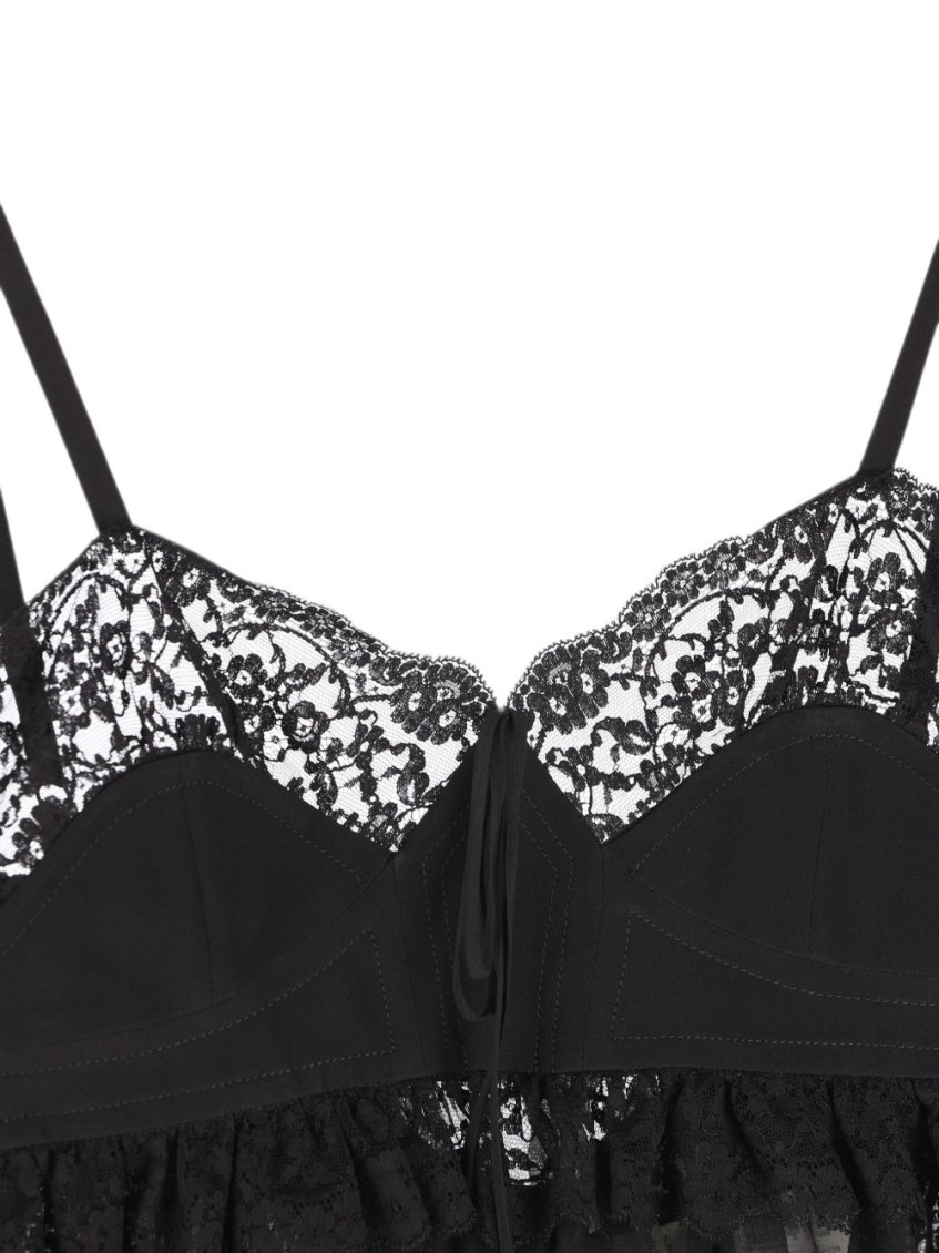 Chloé - lace detail sheer top adjustable straps button