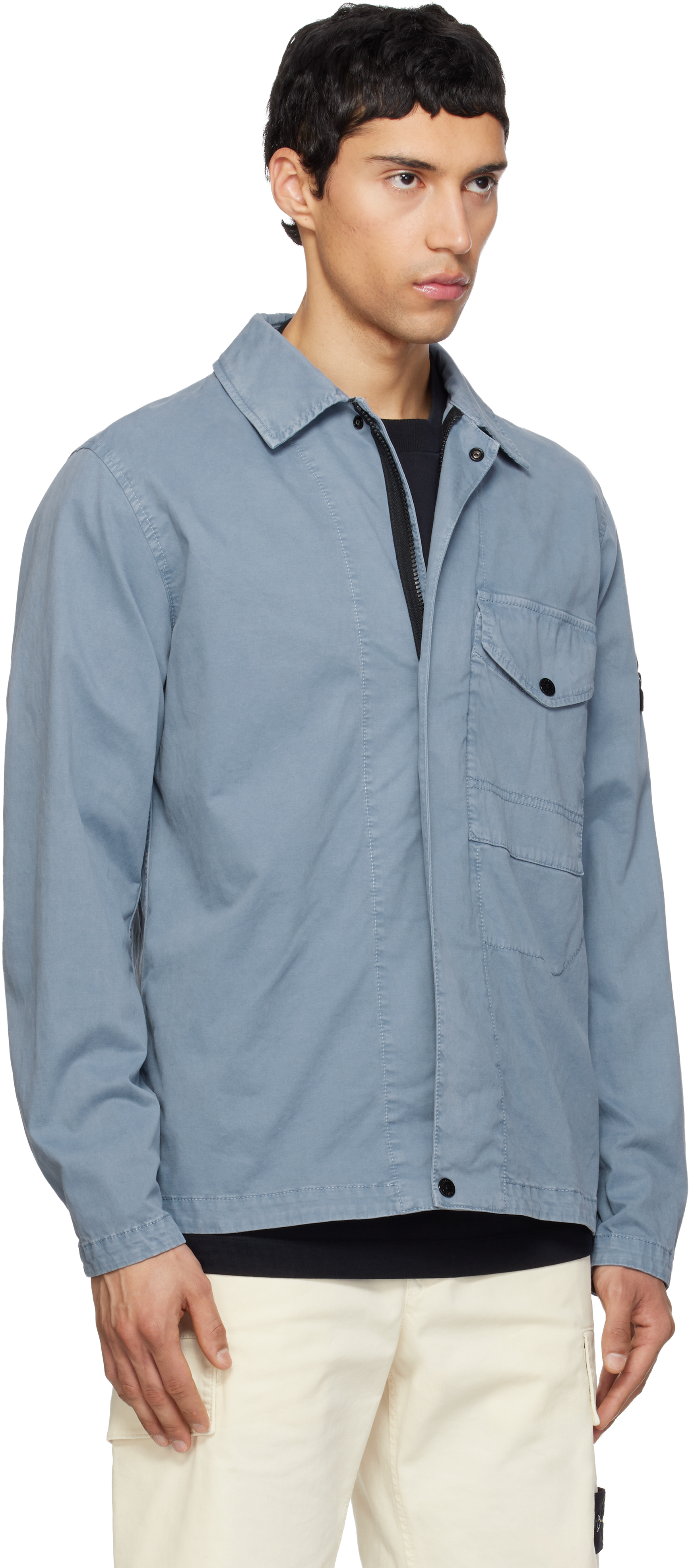 Blue 1200001 Organic Cotton Stretch 'Old' Effect Jacket