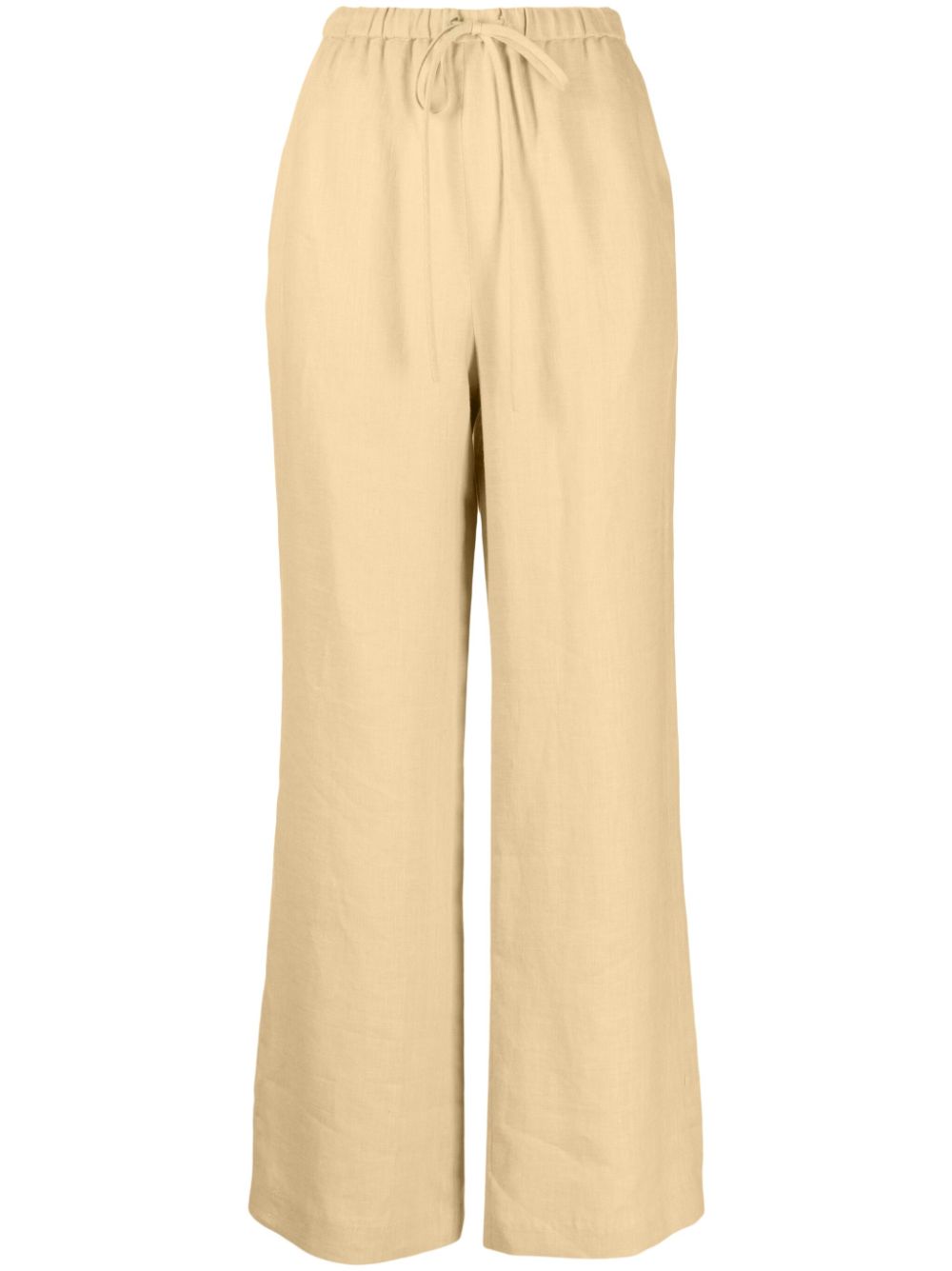Drawstring -waist linen trousers - Yellow