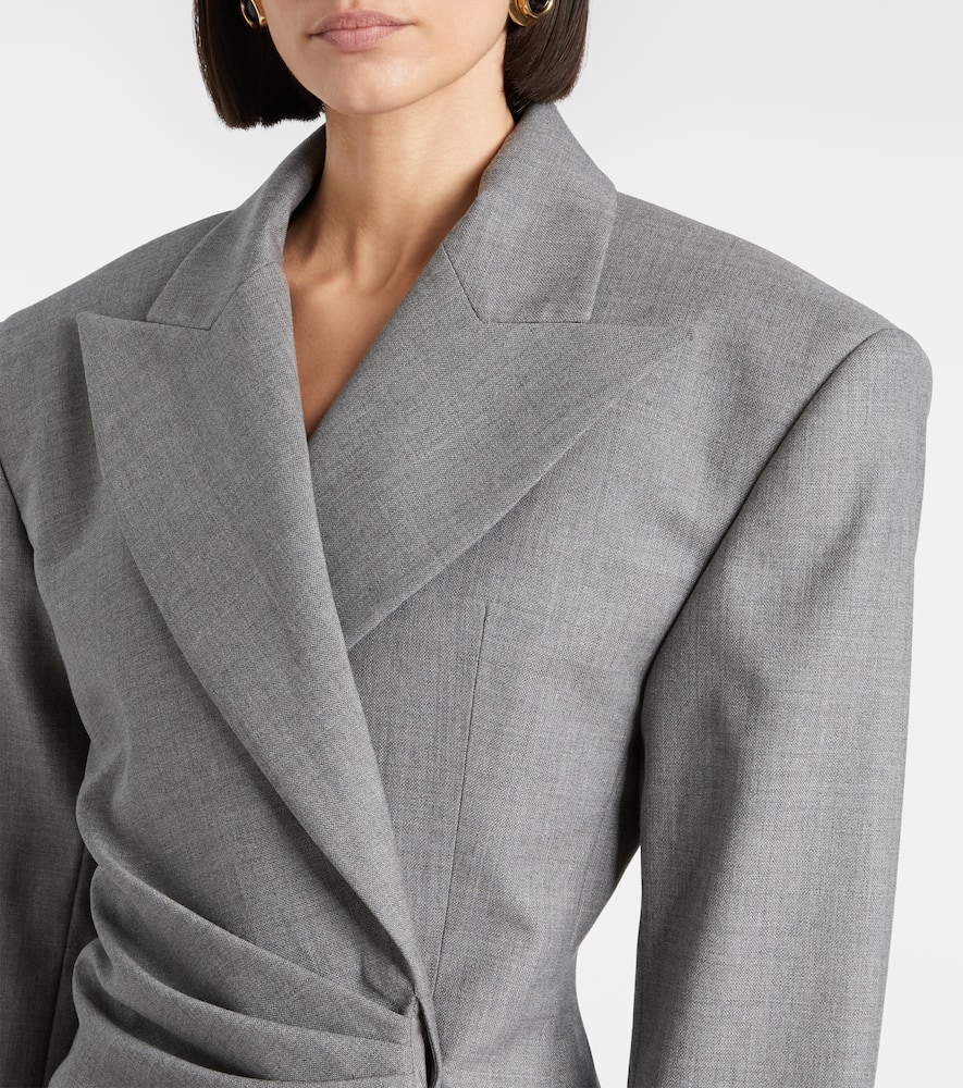 Draped virgin wool blazer dress