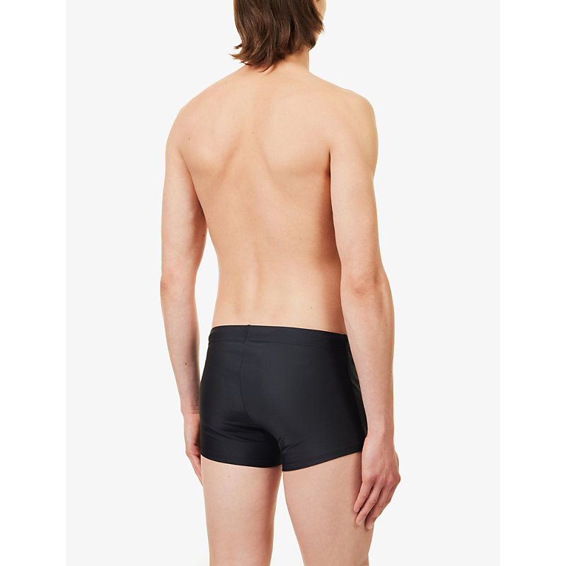 Mens Black Elasticated-waistband Swim Briefs 