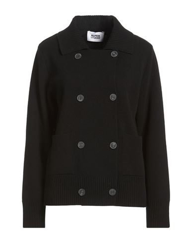 Woman Cardigan Black Size 6 Wool