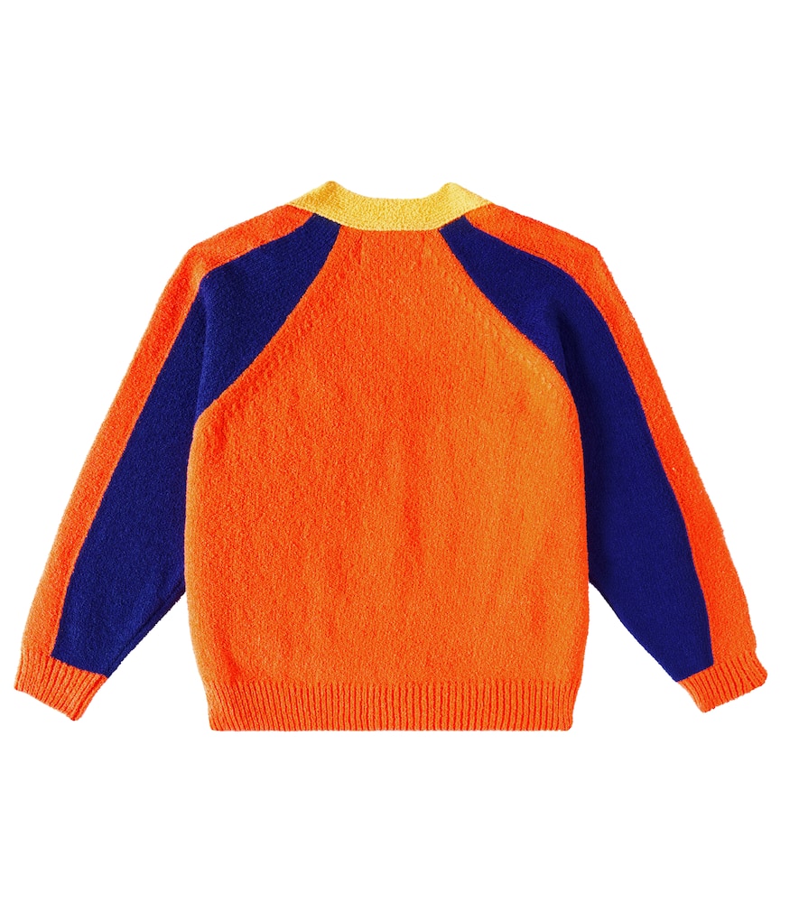 Colorblocked cotton-blend cardigan