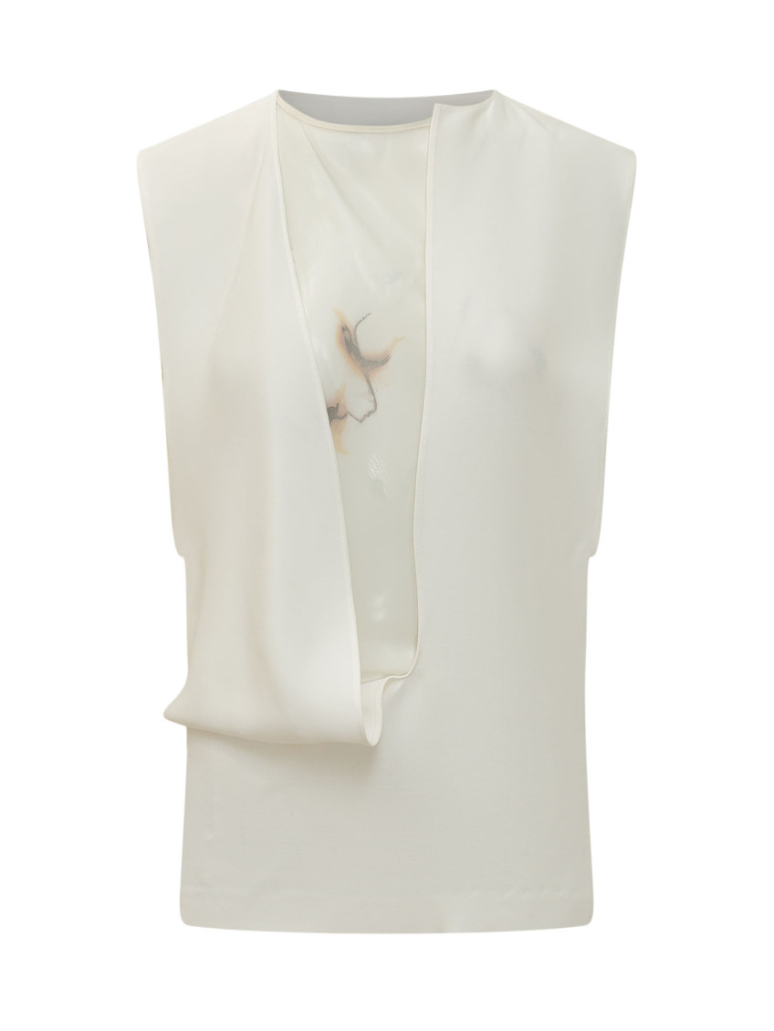 White Solid Round Neck Top