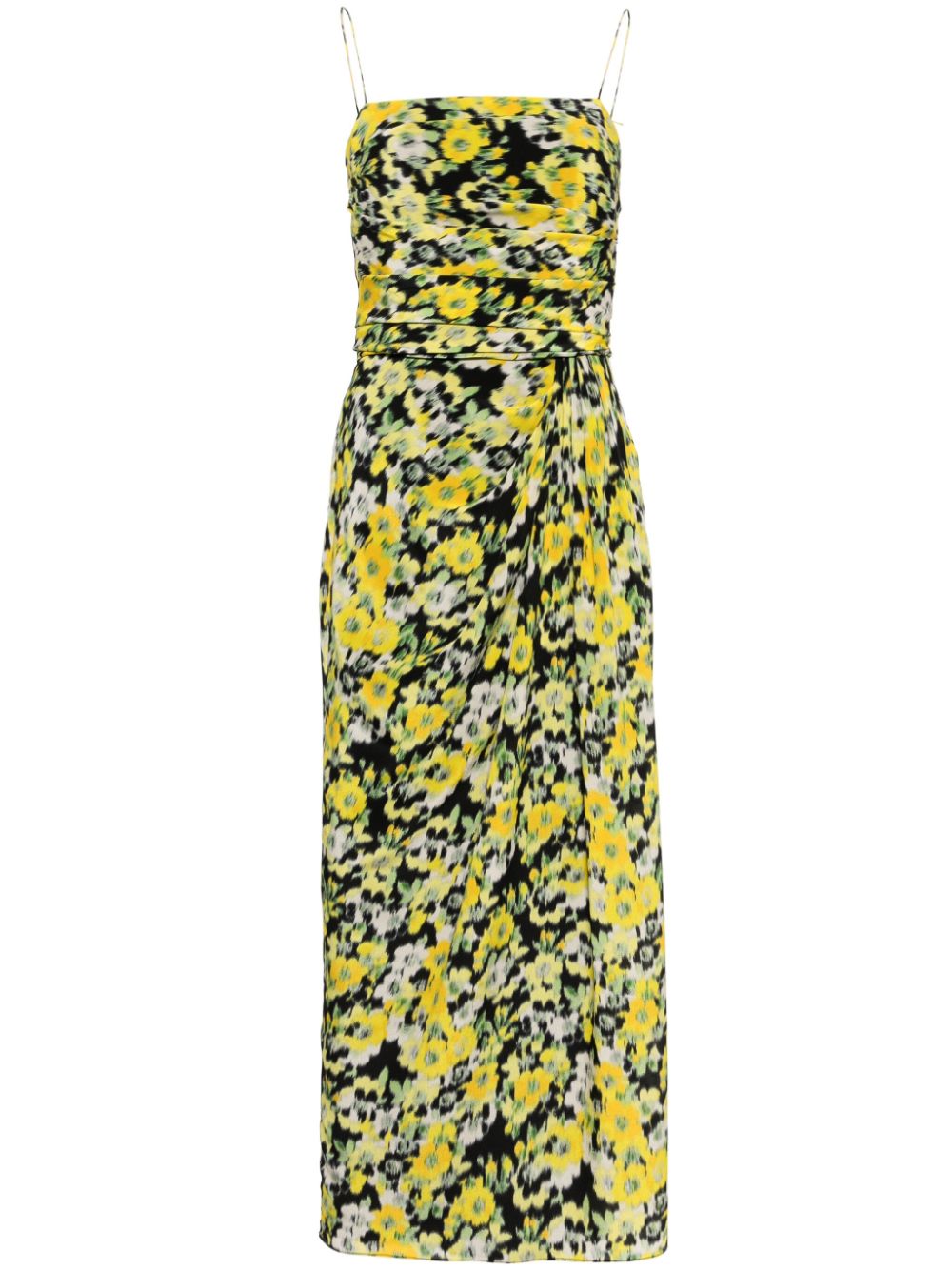 Floral-print midi dress - Yellow