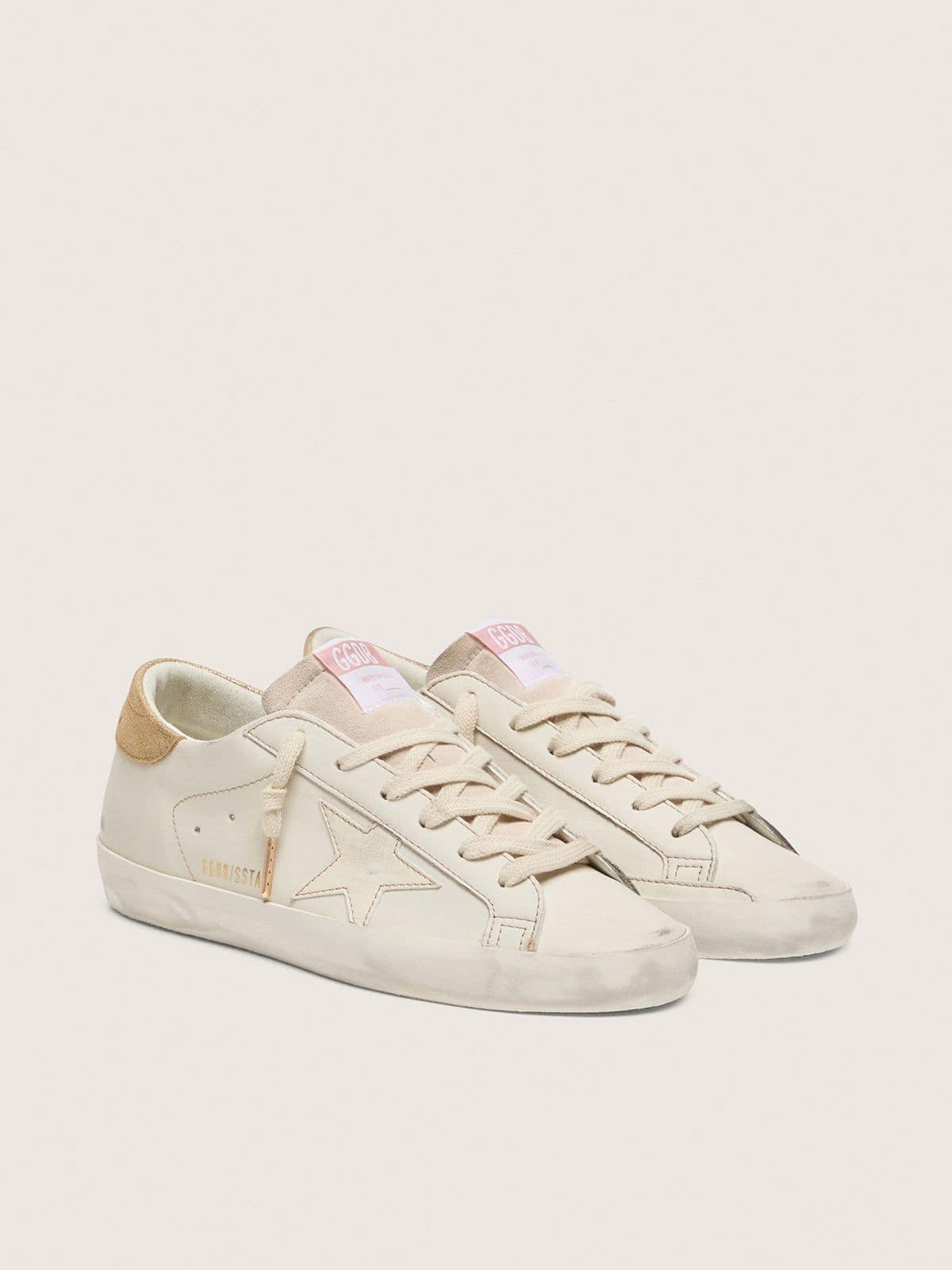 Golden Goose - Women’s Super-star In Worn White Leather With Tone-on-tone Star, Woman