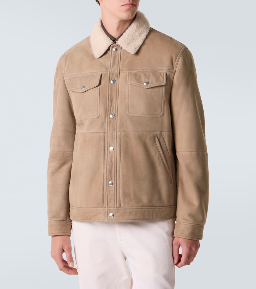 Shearling-trimmed suede jacket
