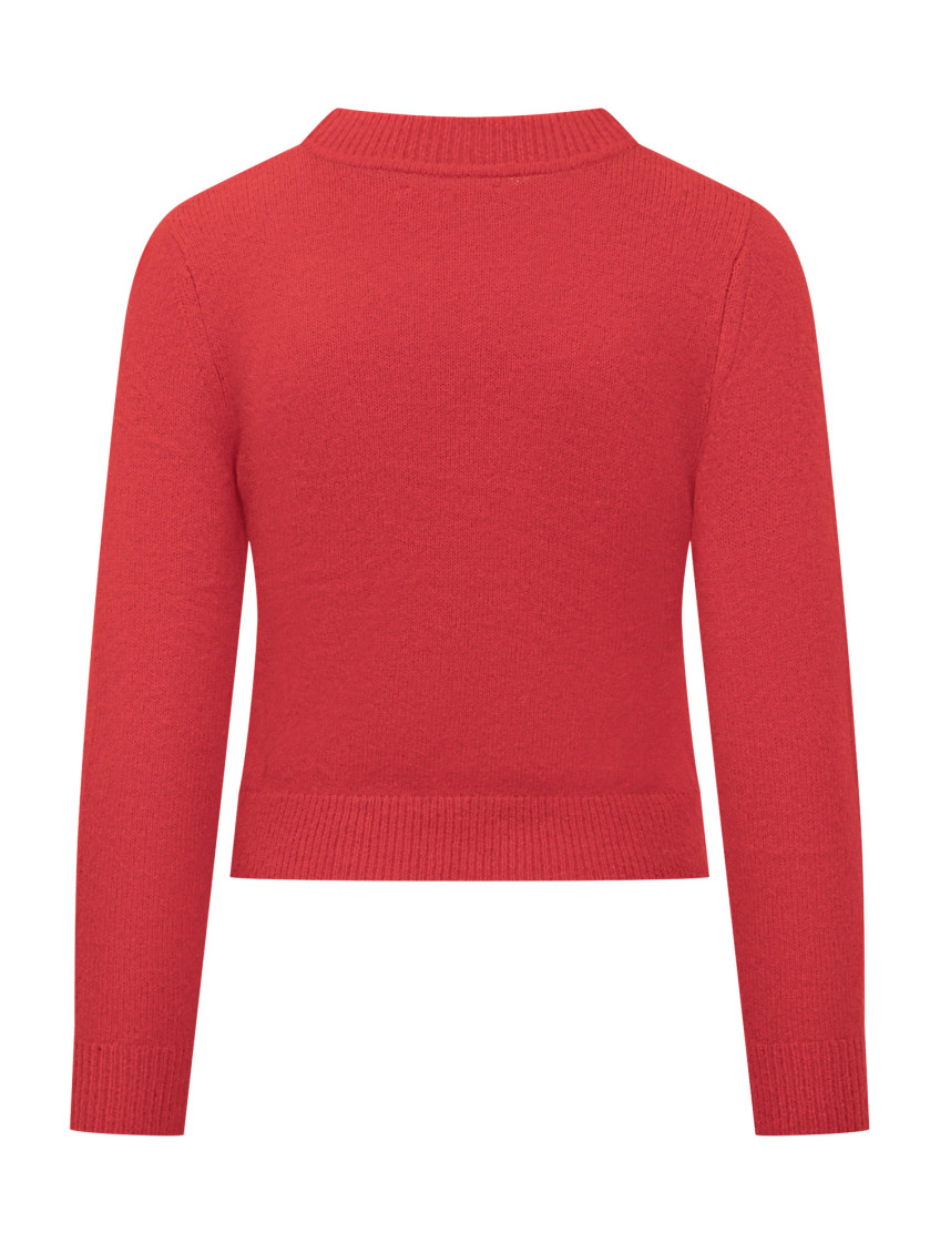 Red Solid Crew Neck Sweater