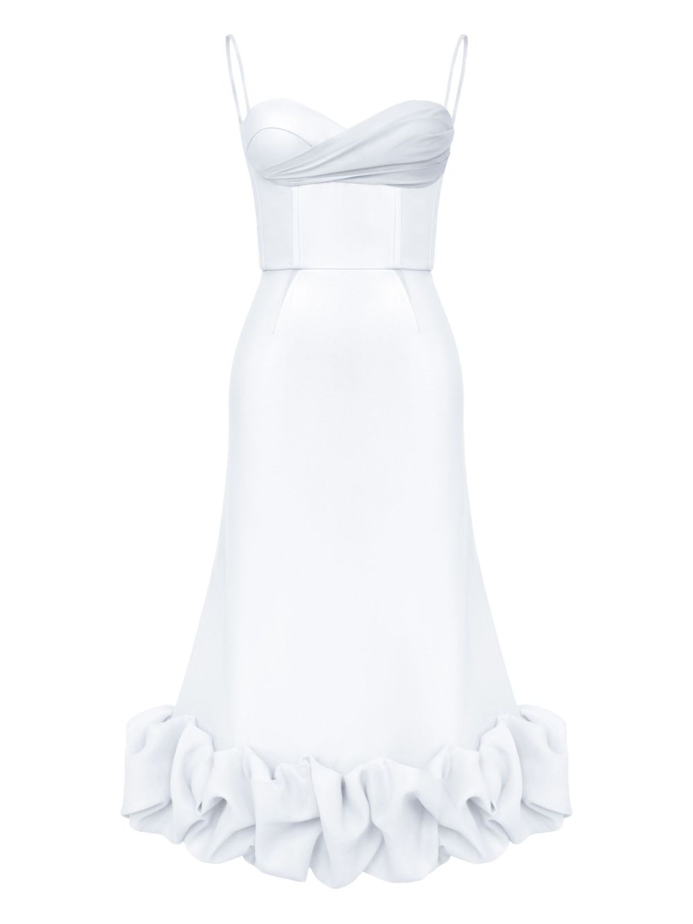 POST MERIDIEM draped-bodice flounced bustier dress - White