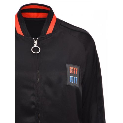 Logo patch bomber jacket - Black
