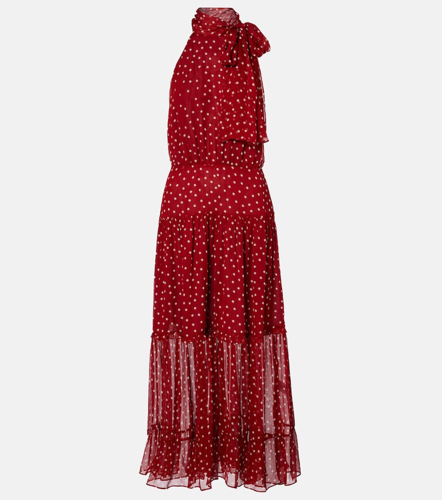 Abi polka-dot chiffon midi dress