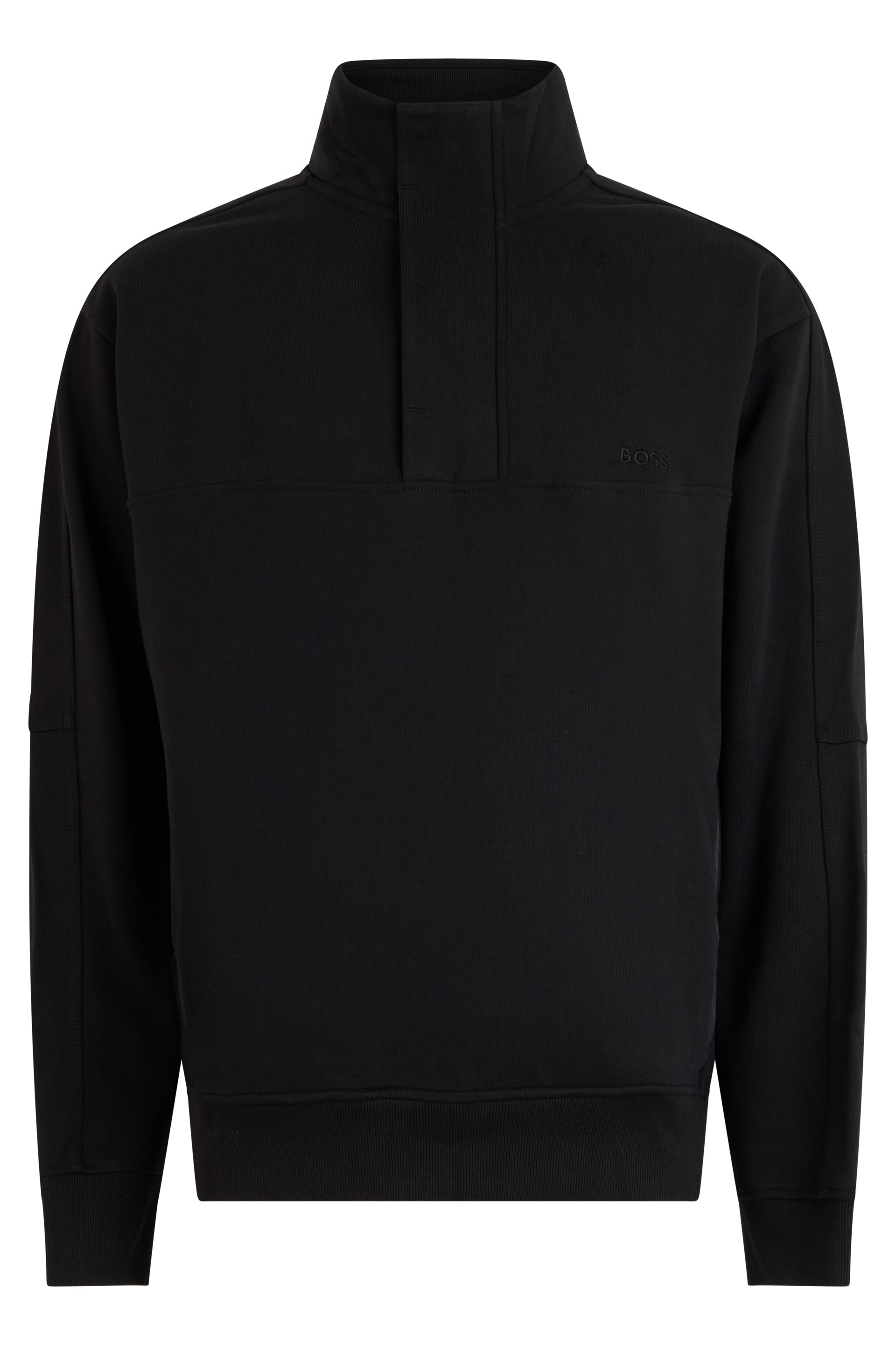 Zip-Up Cotton Sweatshirt — Black