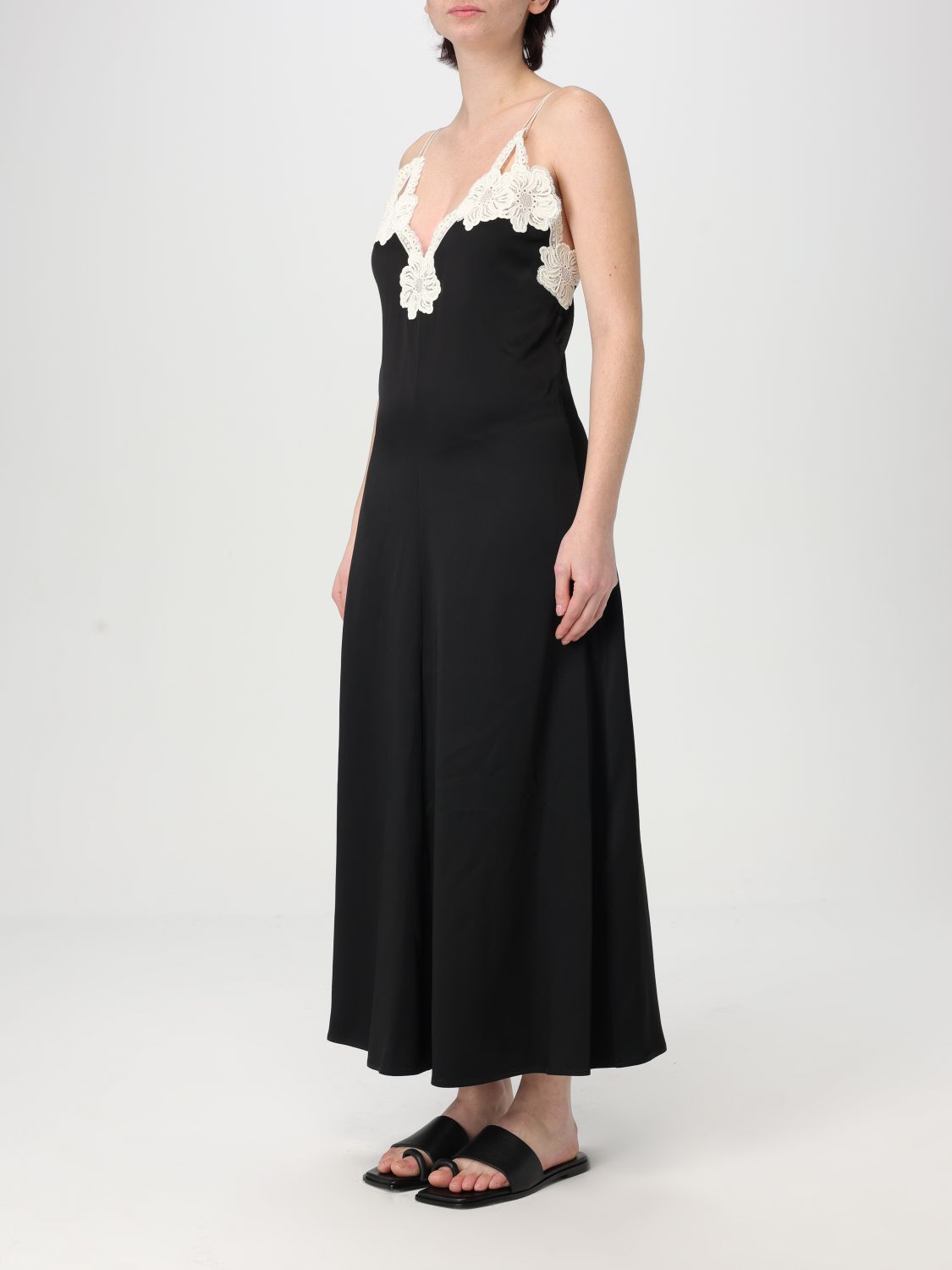 Embroidered midi dress - Black