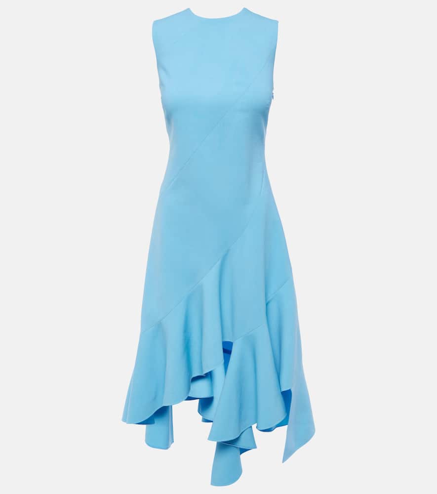 Asymmetrical wool-blend midi dress