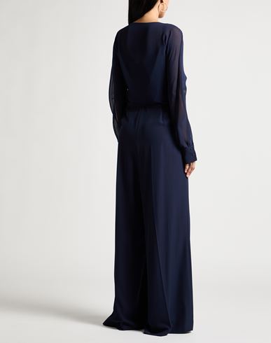 Elena Mirò Woman Jumpsuit Midnight blue Size 16 Polyester, Elastane