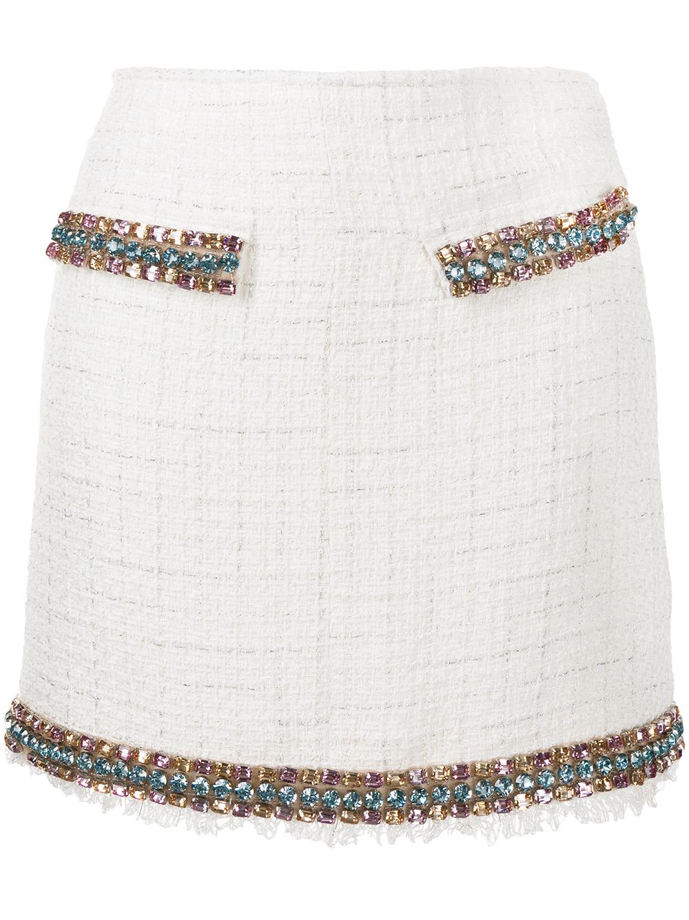 Embellished tweed skirt - White