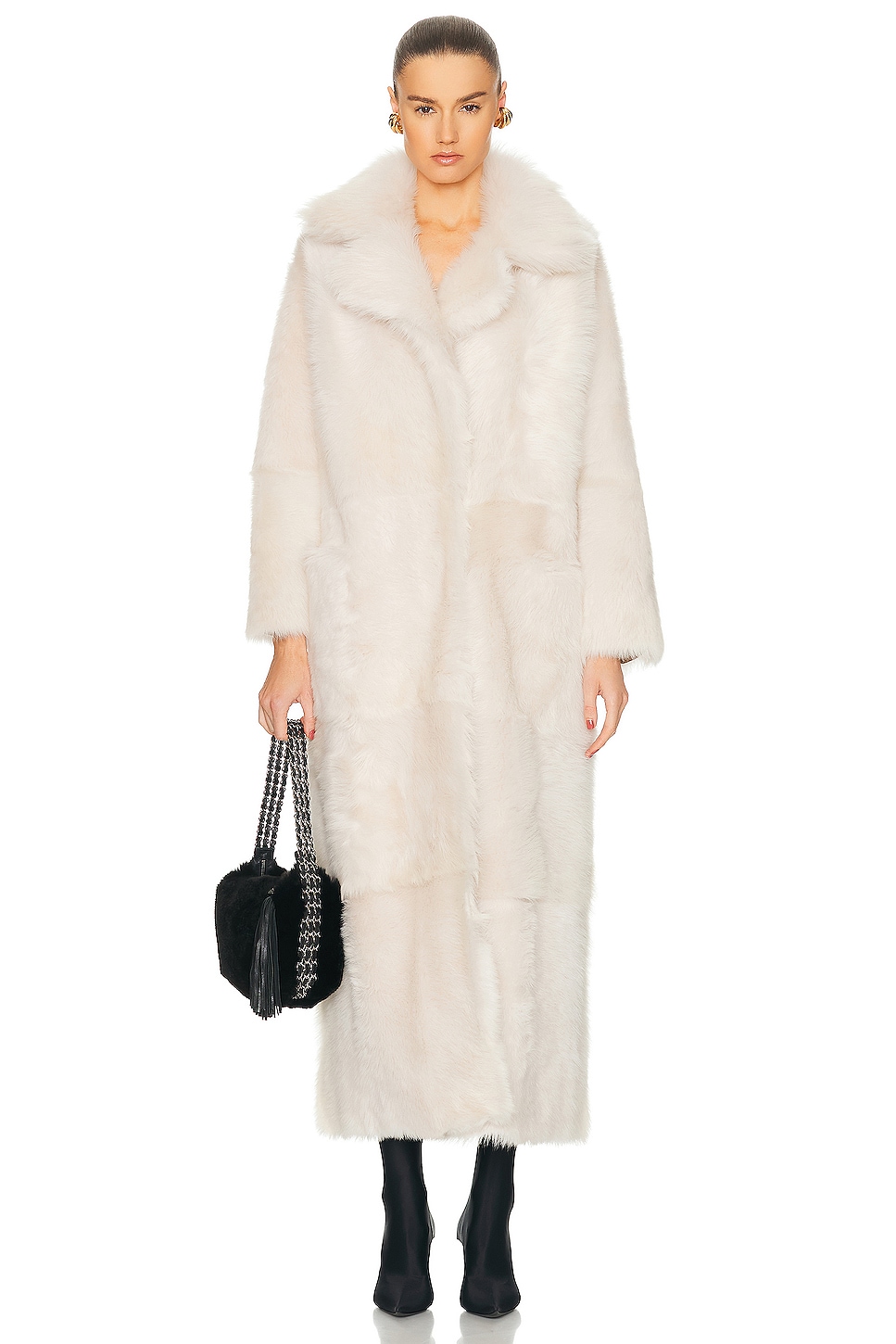 NOUR HAMMOUR For FWRD Evita Extra Long Coat in White