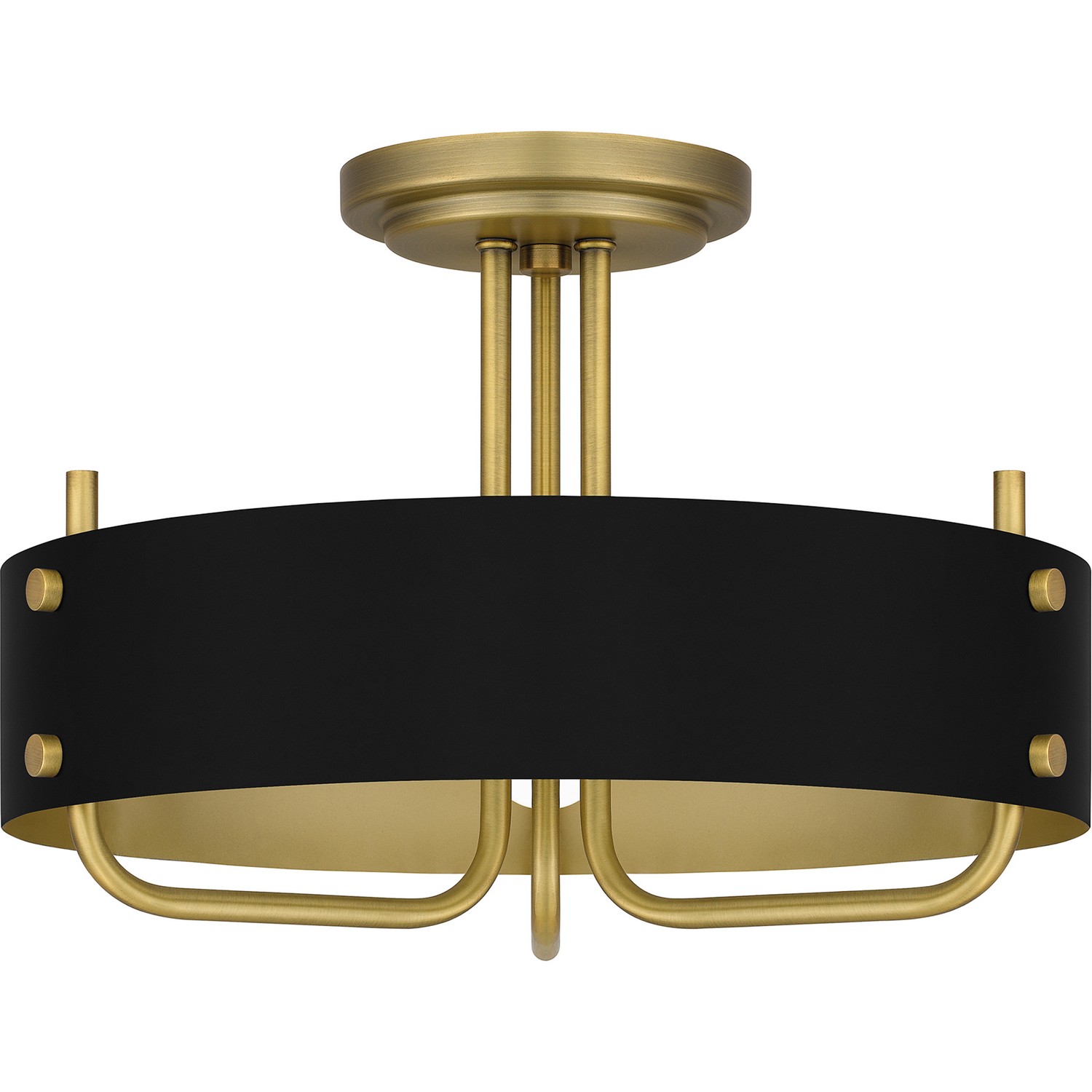 Aged Brass Three Light Semi Flush Mount from the Madden Collection