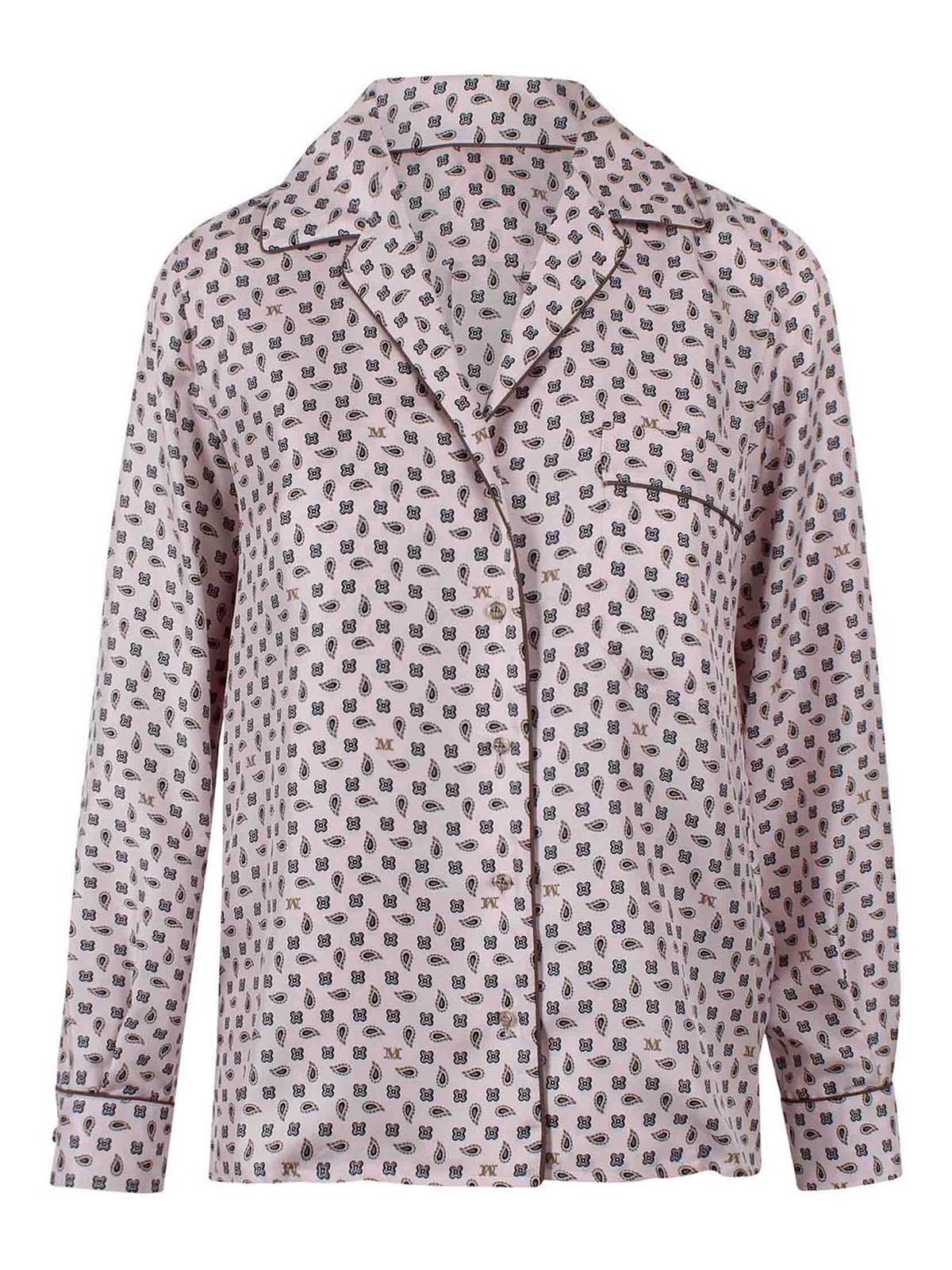 Semi-fitted printed silk shirt