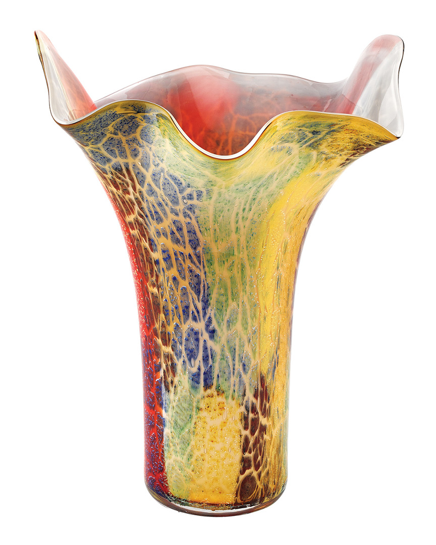 Firestorm Murano Style Napkin Shape Vase