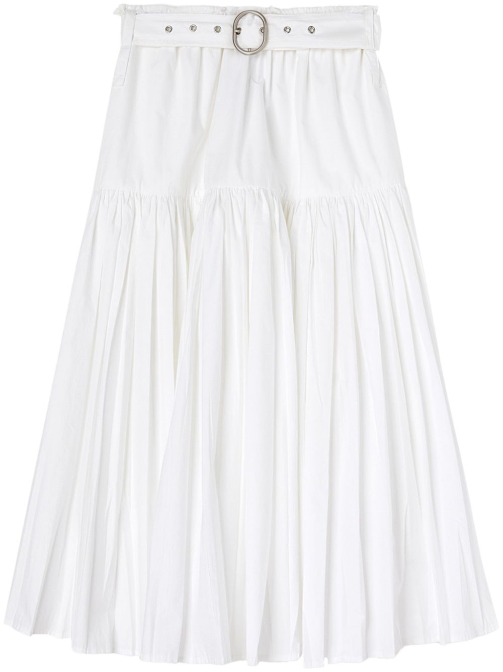 Pleated high-waisted midi skirt - Black