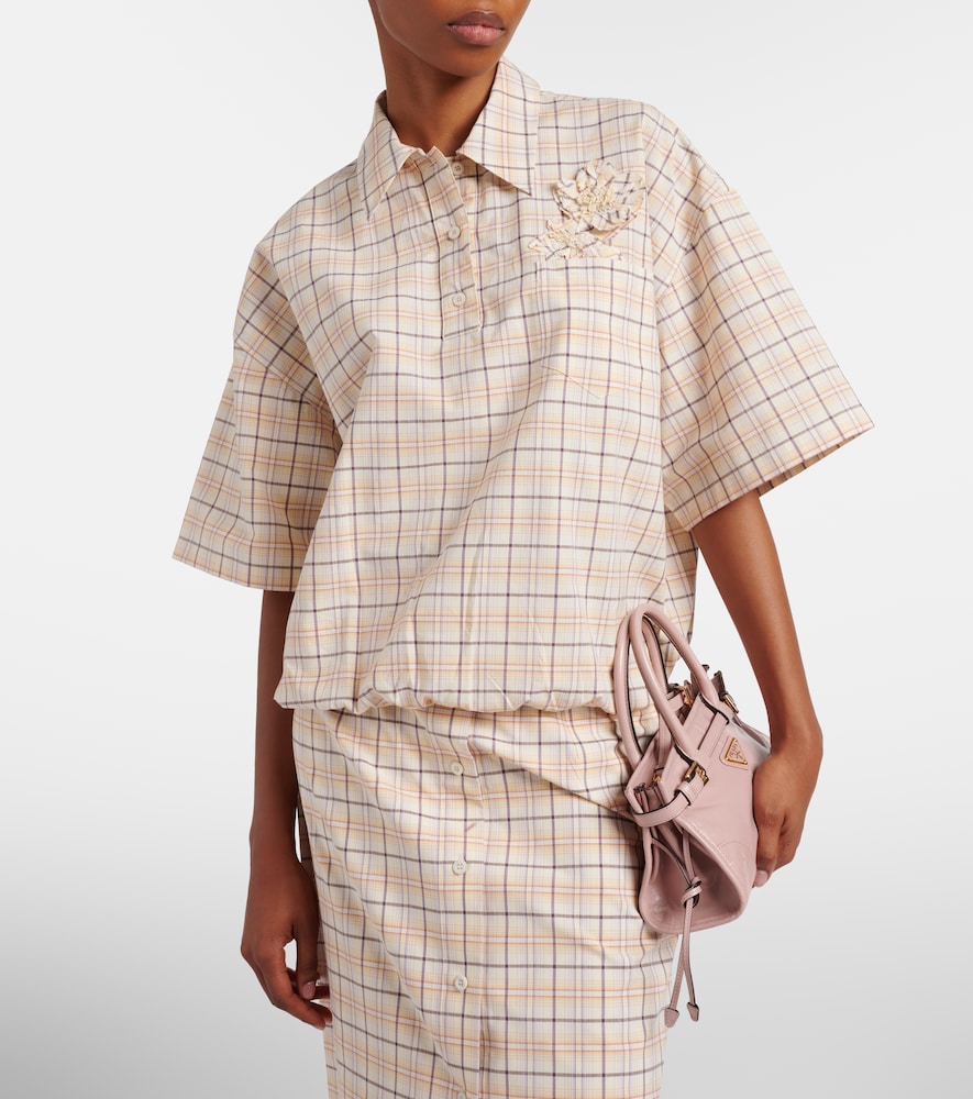 Checked cotton poplin top