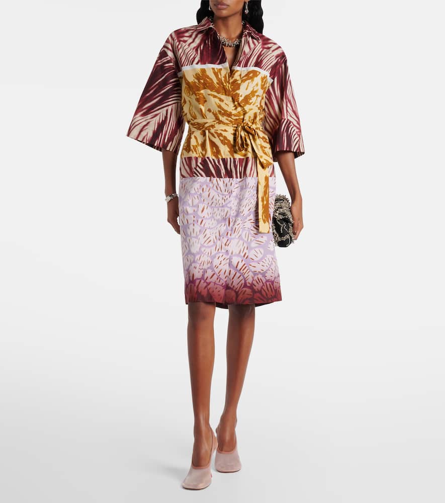 Printed cotton poplin shirt dress