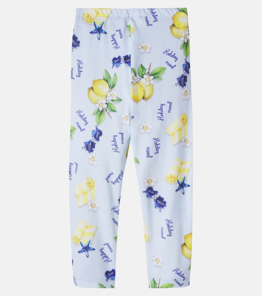 Printed cotton-blend jersey leggings