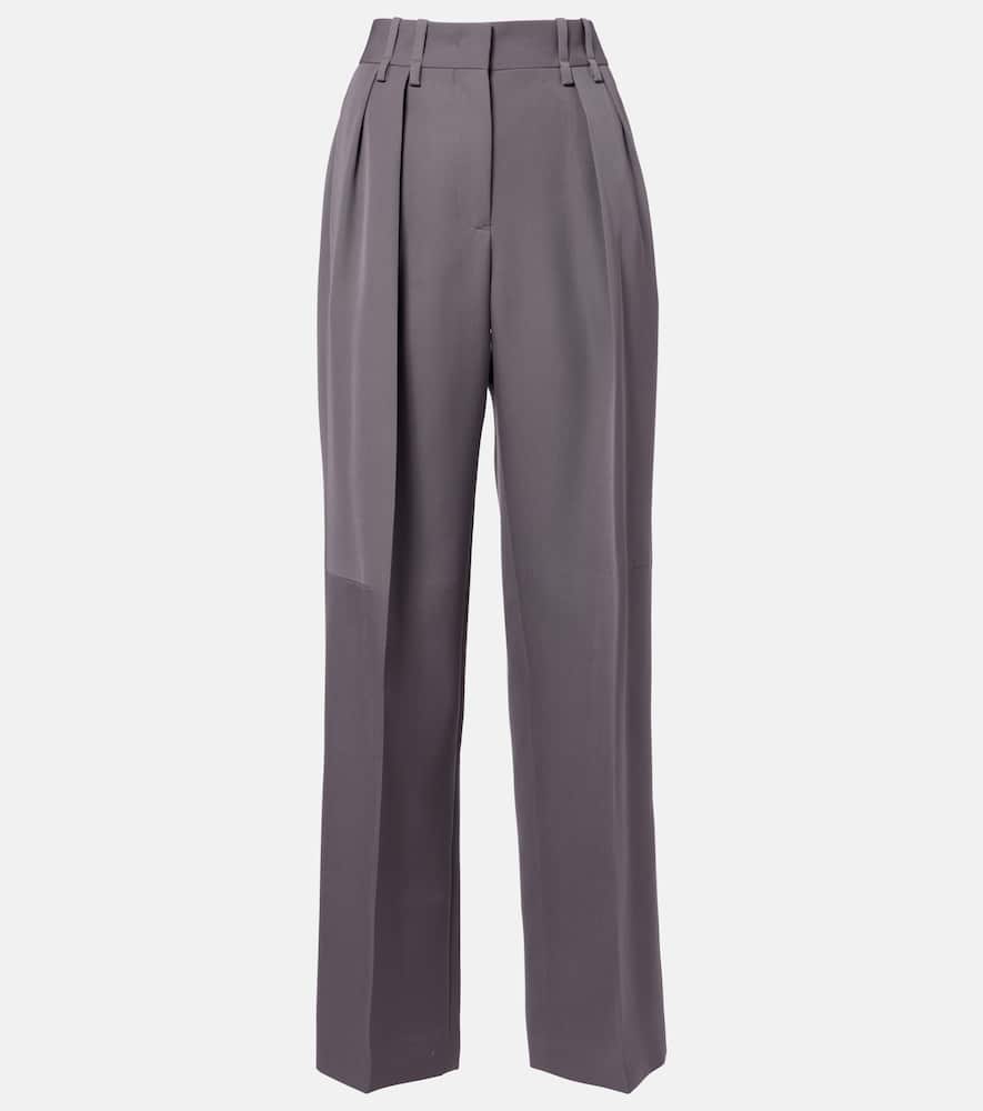Pleated wool wide-leg pants