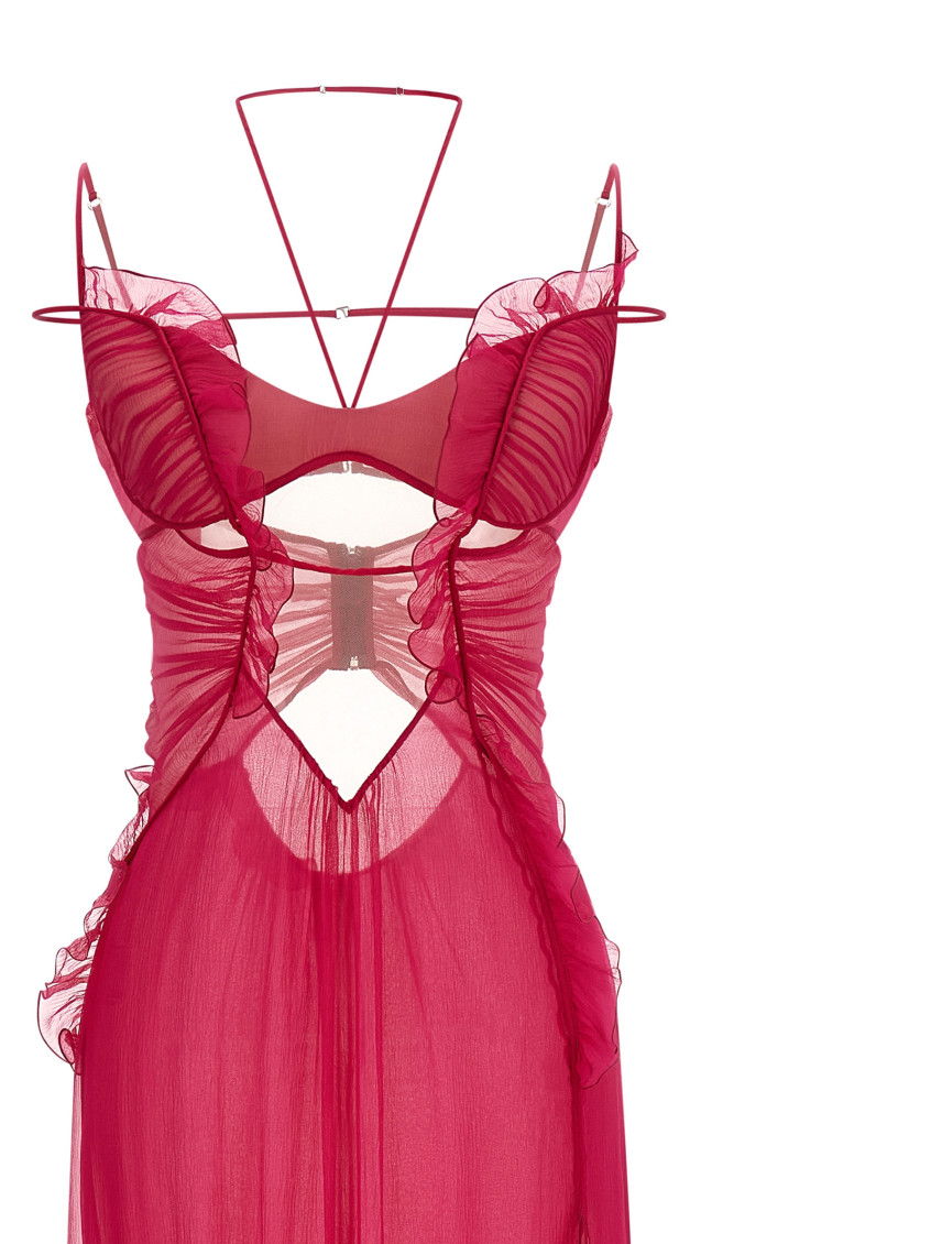 Frilled Gown With Cutouts Dress