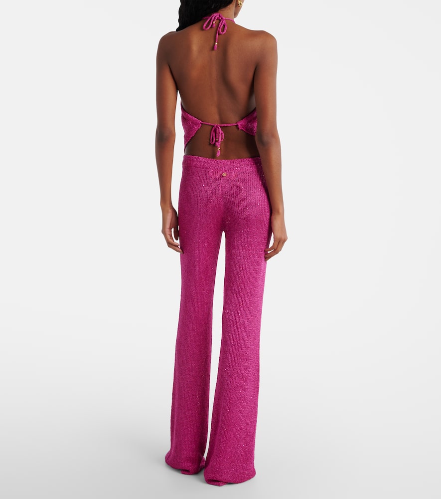 Liz knitted sequined halterneck top