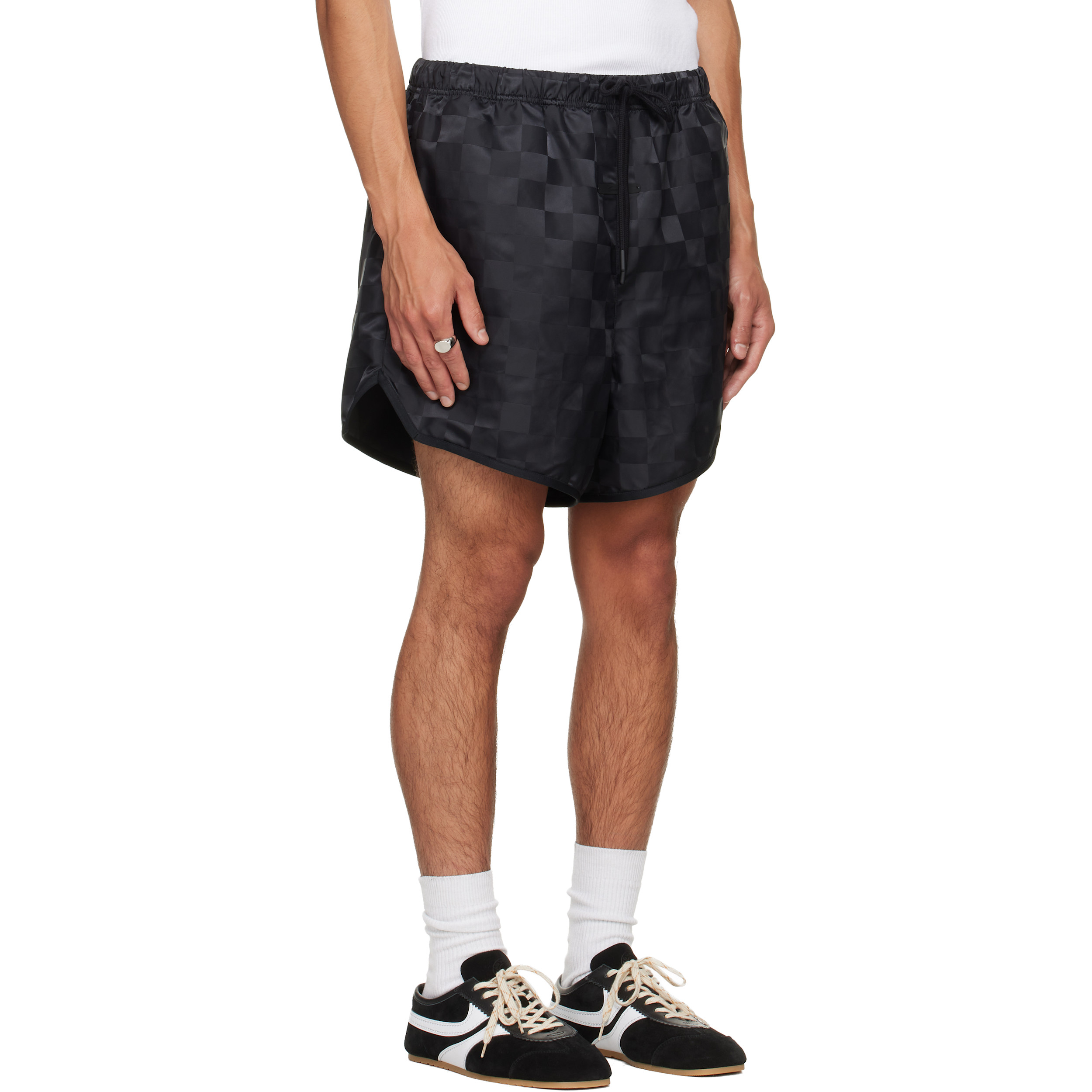 Black Checkered Gym Shorts
