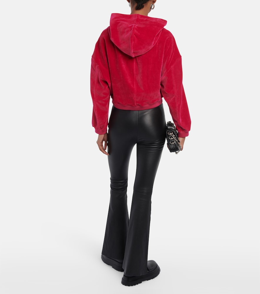 Cropped velour hoodie