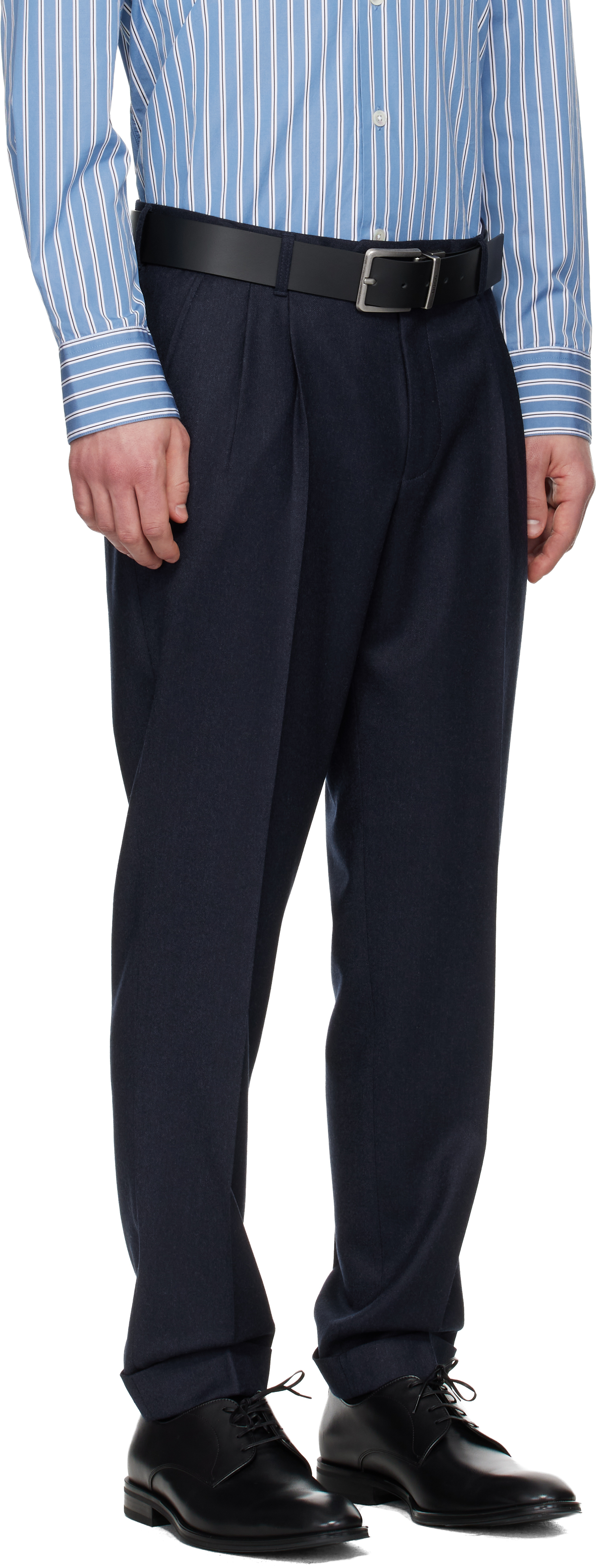 Navy Wool Flannel Trousers