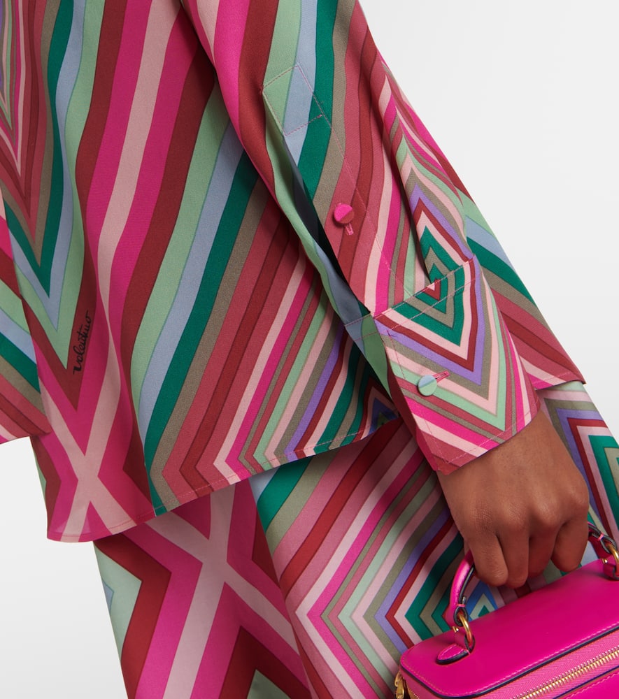 Tie-neck silk crêpe de chine shirt
