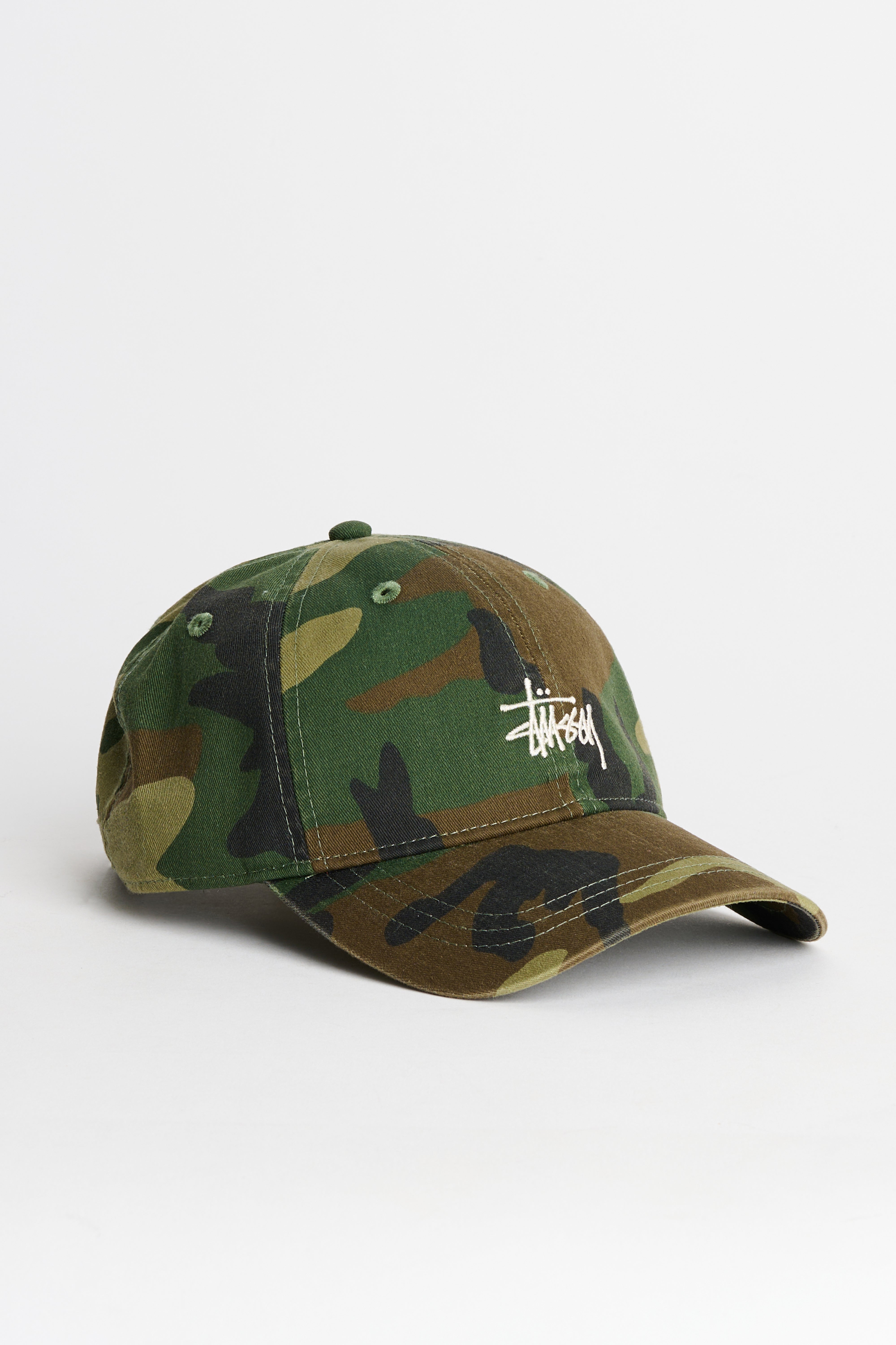 Stüssy Basic Washed Low Pro Cap Woodland Camo
