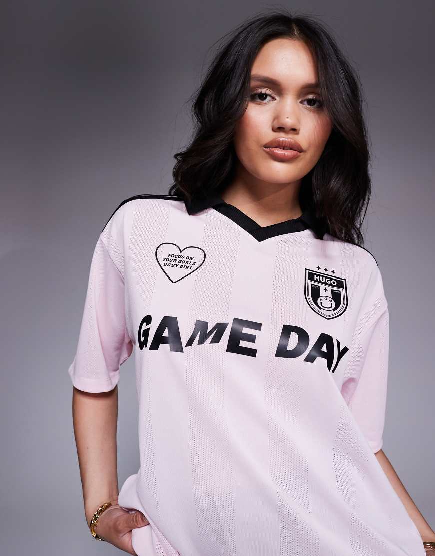 Hugo Blue football shirt in pink