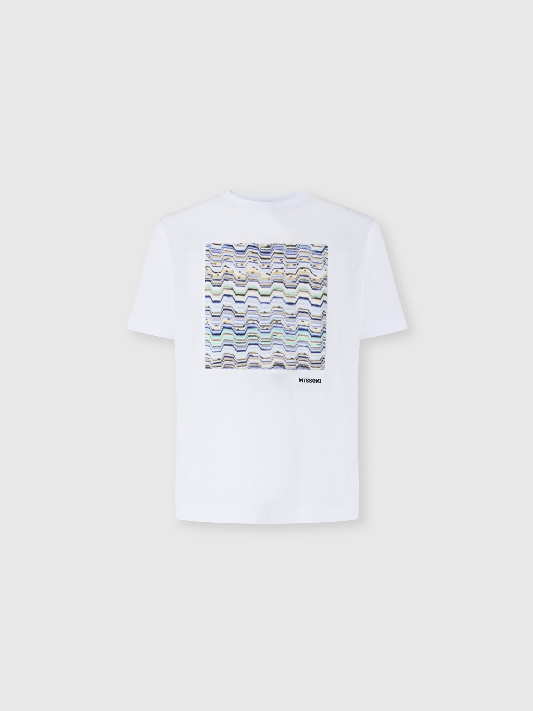 Missoni - Crew-neck cotton t-shirt with snake pattern detailing, Men, Beige& White