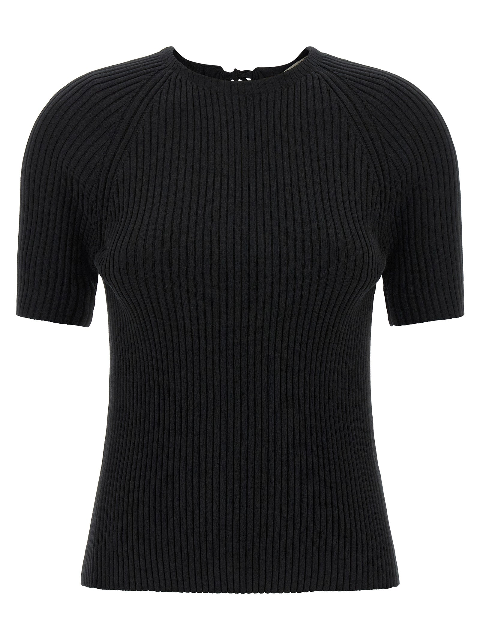 Ribbed Stretch Cotton Sweater — Black