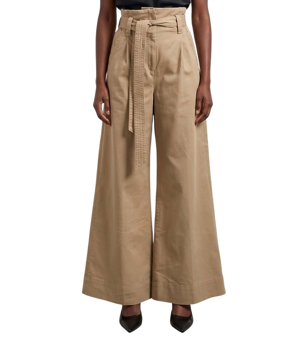 Beige Relaxed Pleated Pants