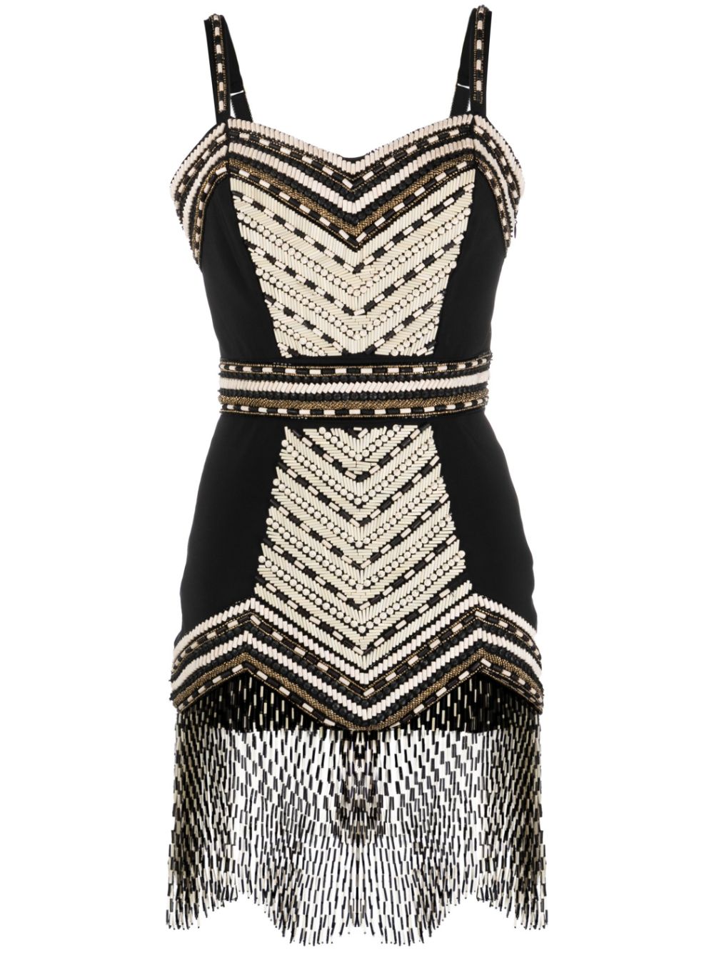 Embellished fringed minidress - Black
